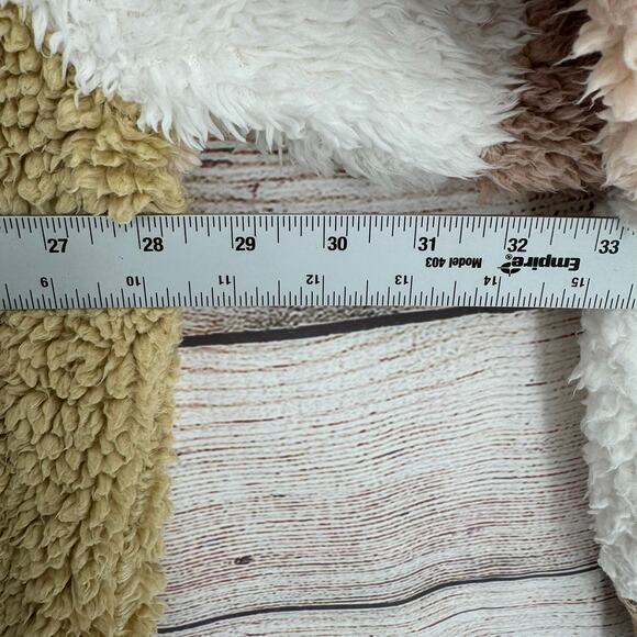 Free People Selma Cardi Colorblock Sherpa Cardigan Sweater Womens L White Brown - Picture 11 of 14